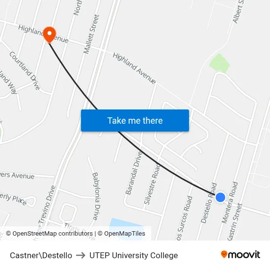Castner\Destello to UTEP University College map