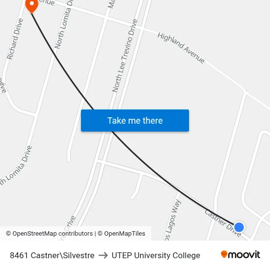 8461 Castner\Silvestre to UTEP University College map