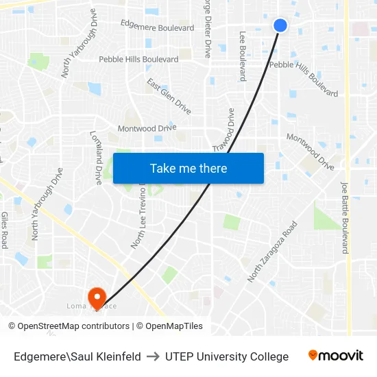 Edgemere\Saul Kleinfeld to UTEP University College map