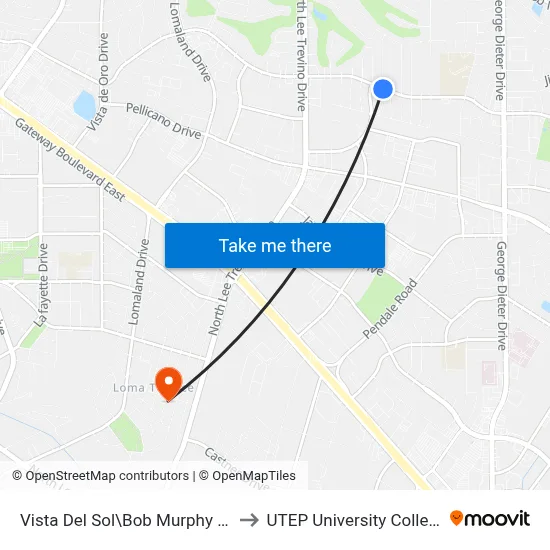 Vista Del Sol\Bob Murphy Dr. to UTEP University College map