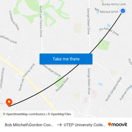 Bob Mitchell\Gordon Cooper to UTEP University College map