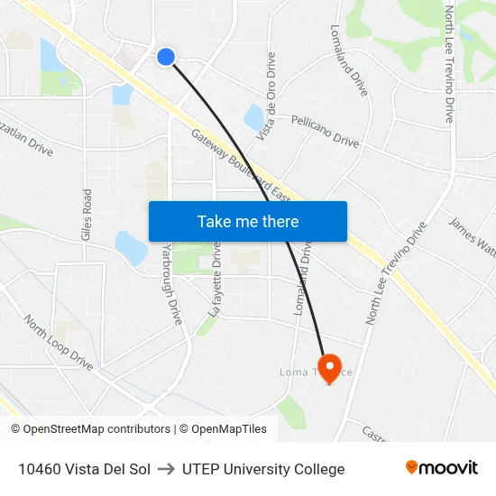 10460 Vista Del Sol to UTEP University College map