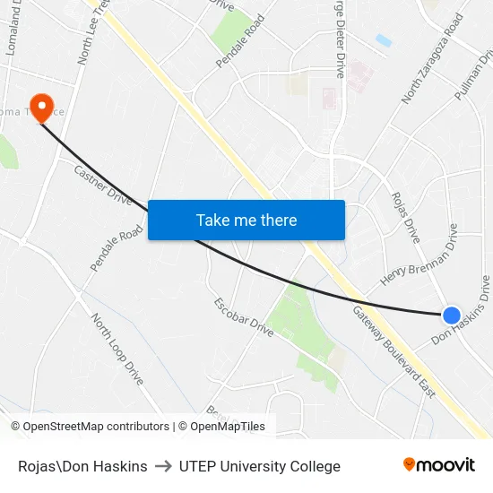 Rojas\Don Haskins to UTEP University College map