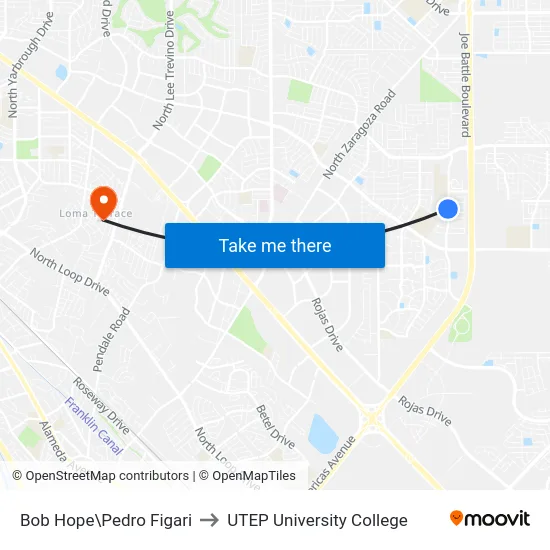 Bob Hope\Pedro Figari to UTEP University College map