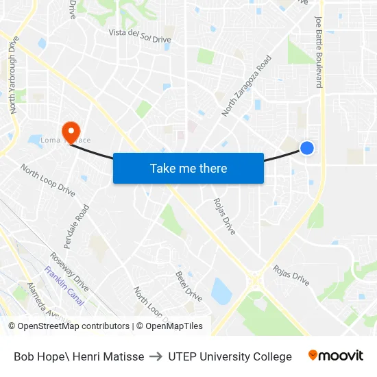 Bob Hope\ Henri Matisse to UTEP University College map