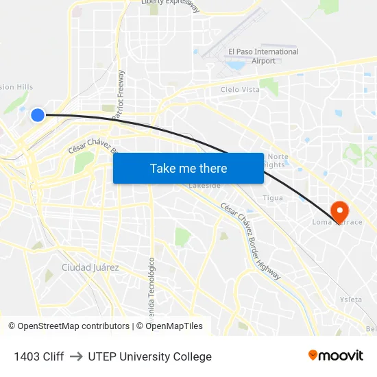 1403 Cliff to UTEP University College map