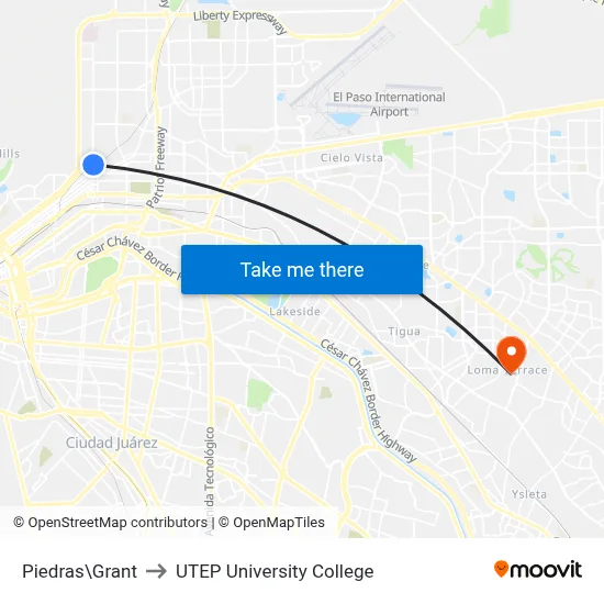 Piedras\Grant to UTEP University College map