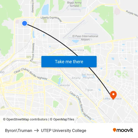 Byron\Truman to UTEP University College map