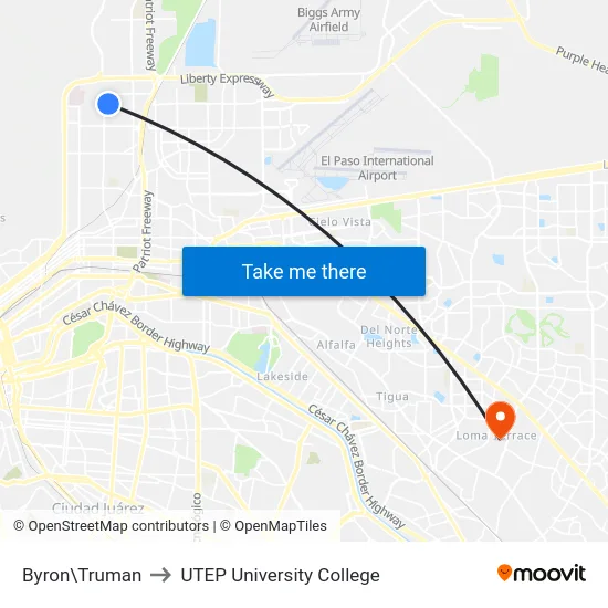 Byron\Truman to UTEP University College map