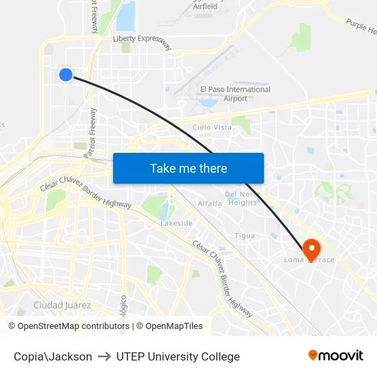 Copia\Jackson to UTEP University College map