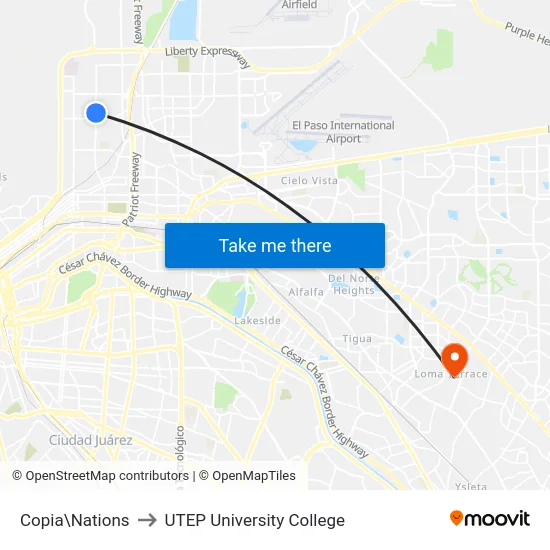 Copia\Nations to UTEP University College map