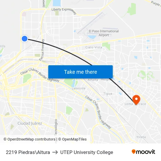 2219 Piedras\Altura to UTEP University College map
