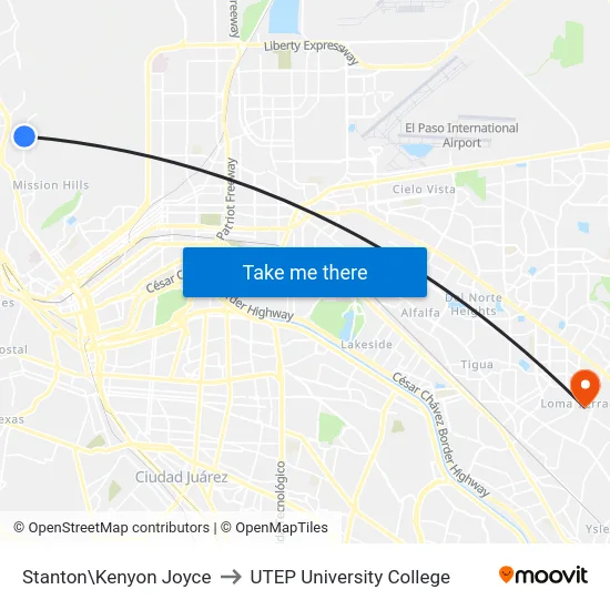 Stanton\Kenyon Joyce to UTEP University College map