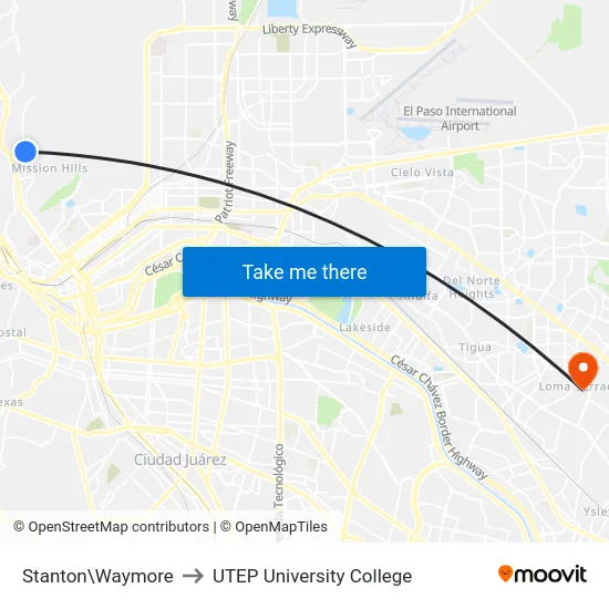 Stanton\Waymore to UTEP University College map