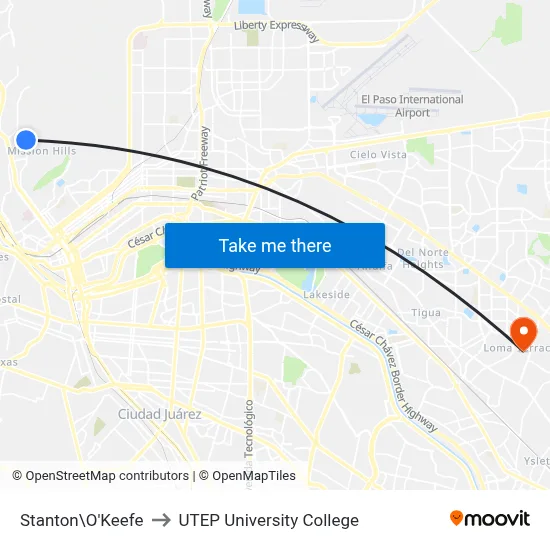 Stanton\O'Keefe to UTEP University College map