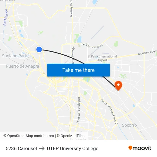 5236 Carousel to UTEP University College map