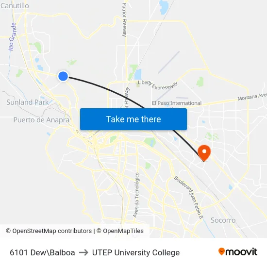 6101 Dew\Balboa to UTEP University College map