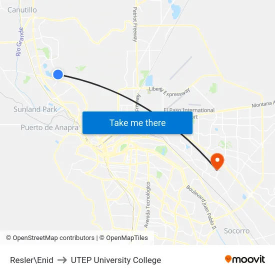 Resler\Enid to UTEP University College map