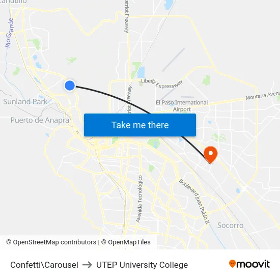 Confetti\Carousel to UTEP University College map