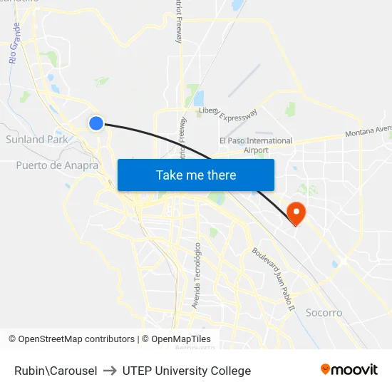 Rubin\Carousel to UTEP University College map