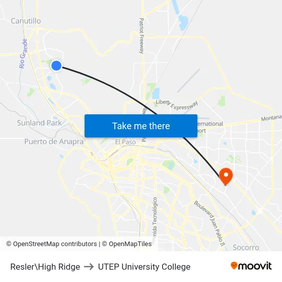 Resler\High Ridge to UTEP University College map