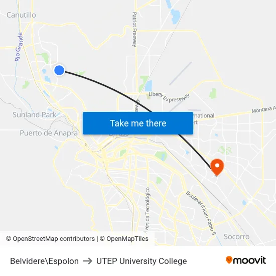 Belvidere\Espolon to UTEP University College map
