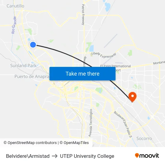 Belvidere\Armistad to UTEP University College map