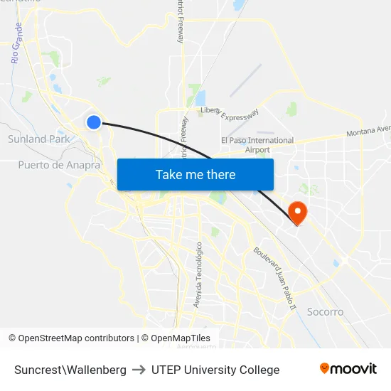 Suncrest\Wallenberg to UTEP University College map
