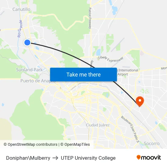 Doniphan\Mulberry to UTEP University College map