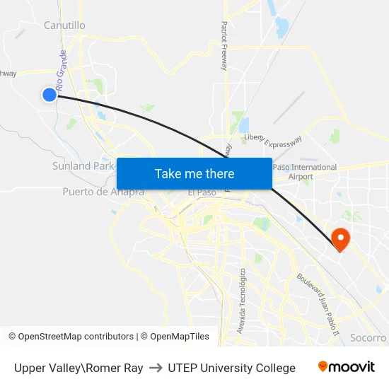 Upper Valley\Romer Ray to UTEP University College map