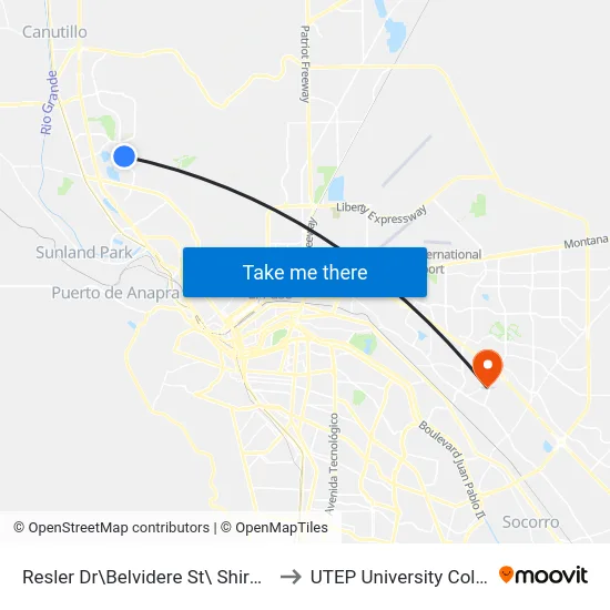 Resler Dr\Belvidere St\ Shire Way to UTEP University College map