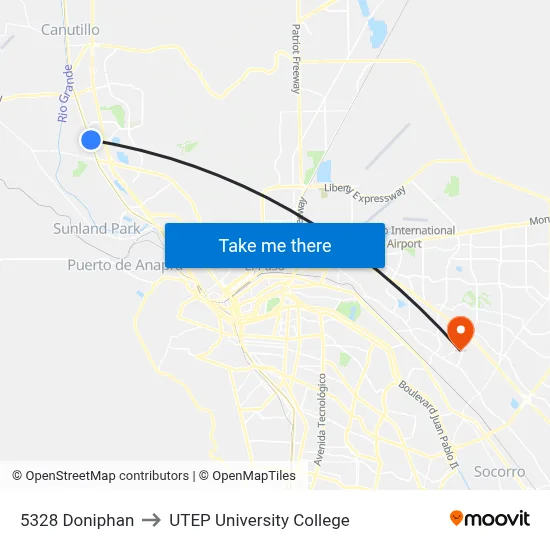 5328 Doniphan to UTEP University College map