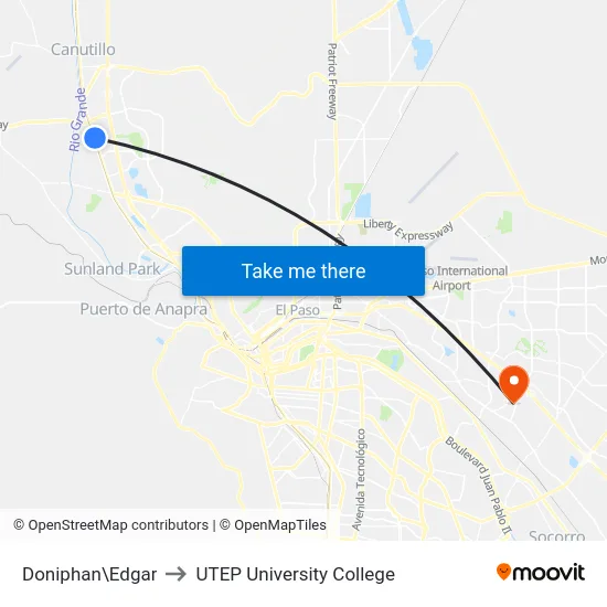 Doniphan\Edgar to UTEP University College map
