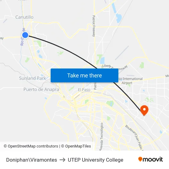 Doniphan\Viramontes to UTEP University College map