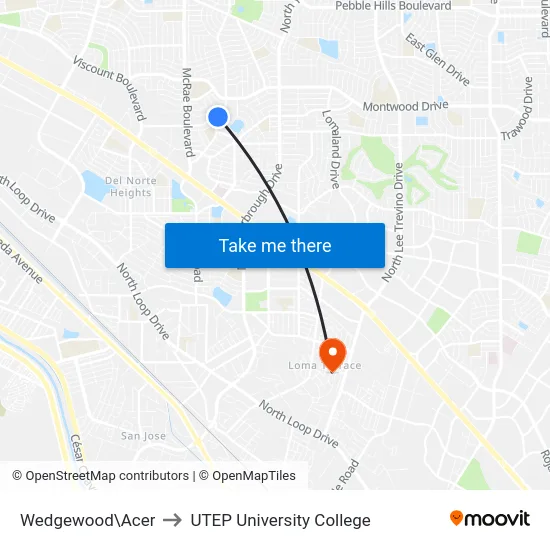 Wedgewood\Acer to UTEP University College map