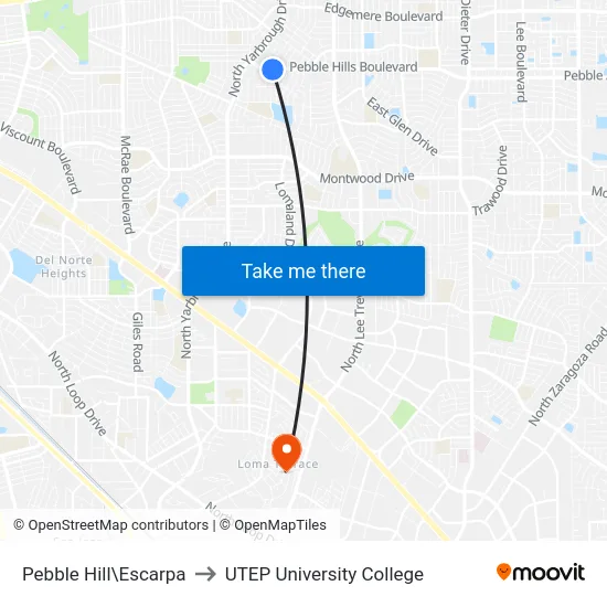 Pebble Hill\Escarpa to UTEP University College map