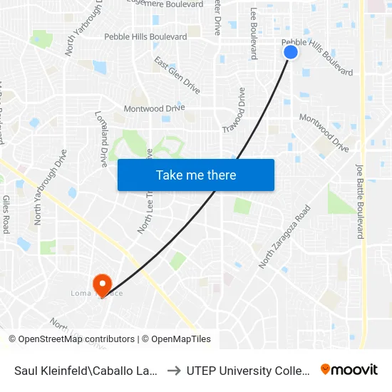 Saul Kleinfeld\Caballo Lake to UTEP University College map