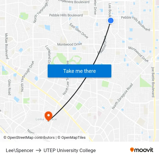 Lee\Spencer to UTEP University College map