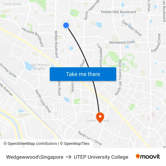 Wedgewwood\Singapore to UTEP University College map