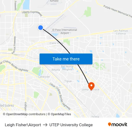 Leigh Fisher\Airport to UTEP University College map