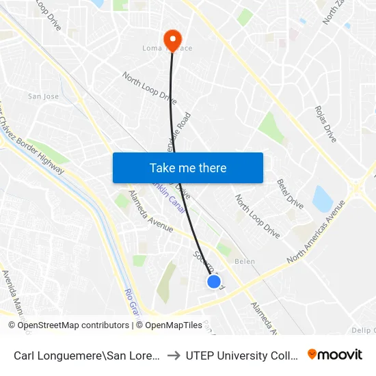 Carl Longuemere\San Lorenzo to UTEP University College map