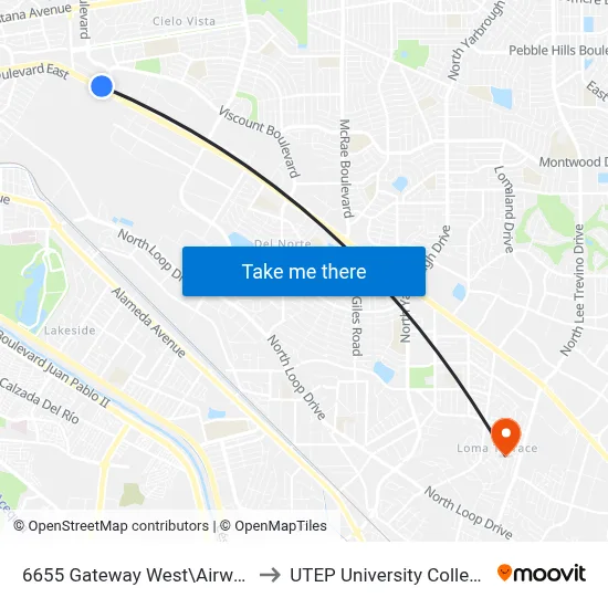 6655 Gateway West\Airway to UTEP University College map