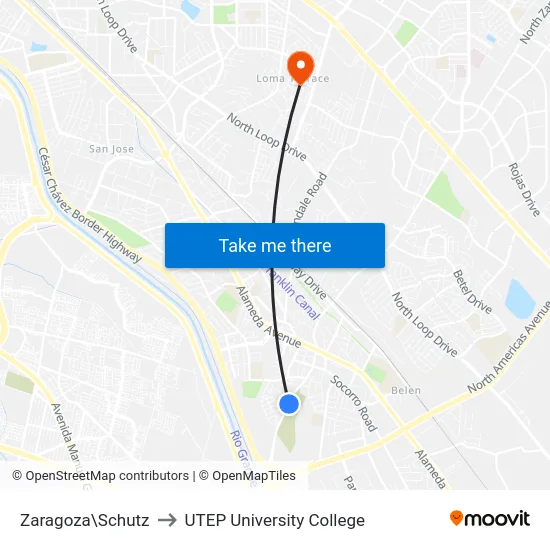 Zaragoza\Schutz to UTEP University College map