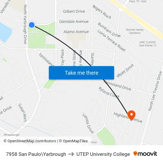 7958 San Paulo\Yarbrough to UTEP University College map