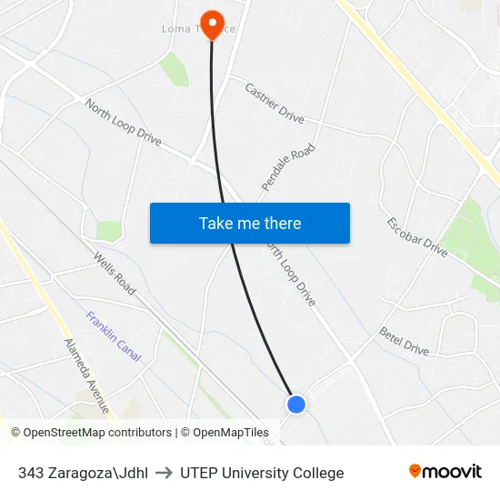 343 Zaragoza\Jdhl to UTEP University College map