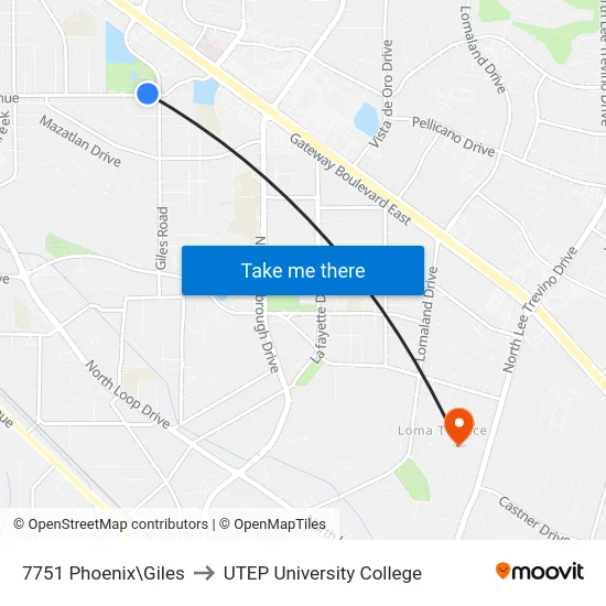 7751 Phoenix\Giles to UTEP University College map