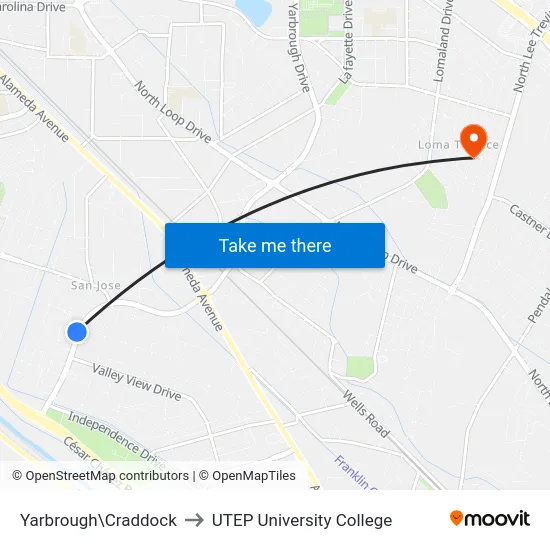Yarbrough\Craddock to UTEP University College map