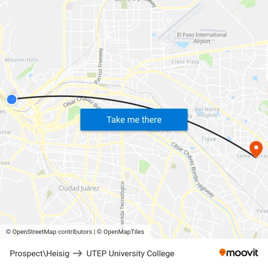 Prospect\Heisig to UTEP University College map