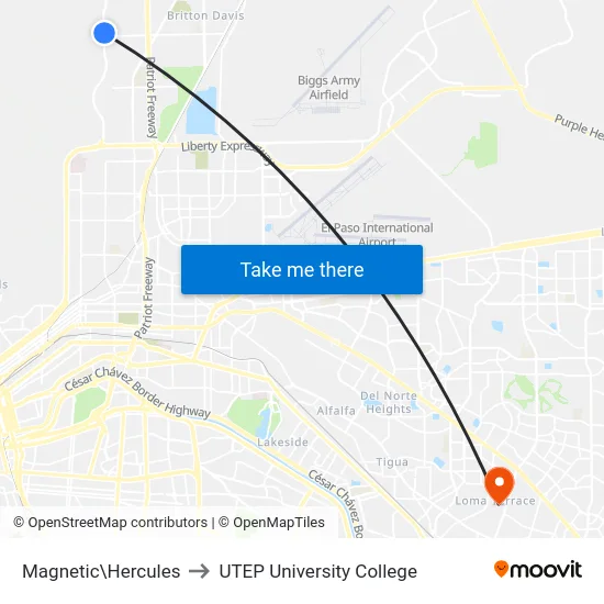 Magnetic\Hercules to UTEP University College map