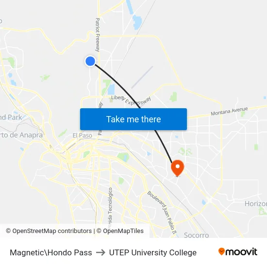 Magnetic\Hondo Pass to UTEP University College map